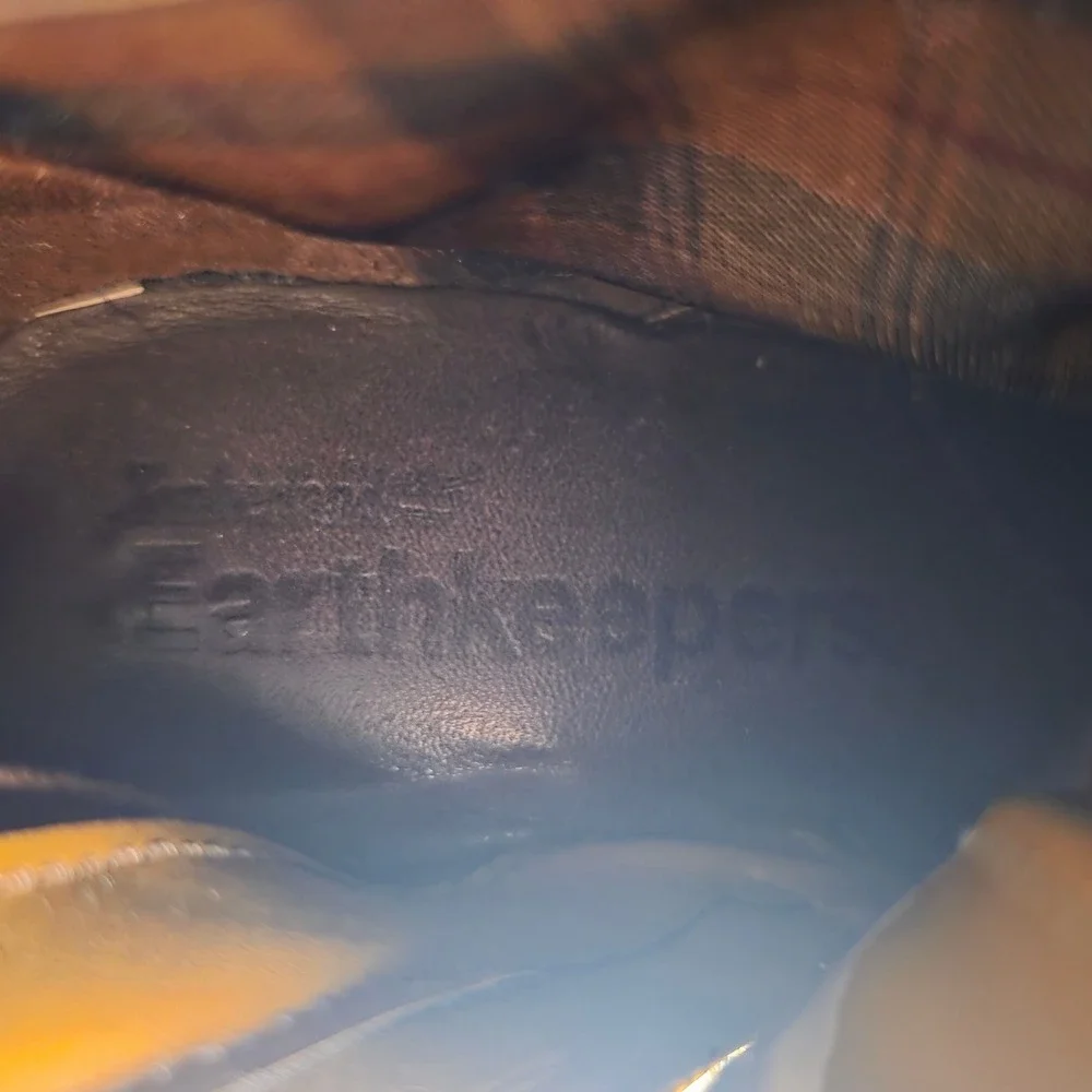 Timberland Earthkeepers Boots Suede Leather Chunky Wood Heel Brown Women 8.5